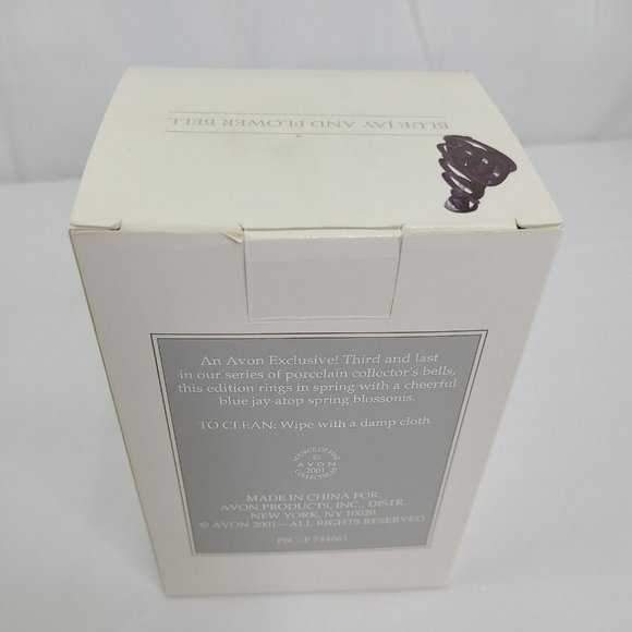Vintage 2001 Avon Porcelain Blue Jay & Flower Bell Collector’s Gift Spring - Picture 11 of 11